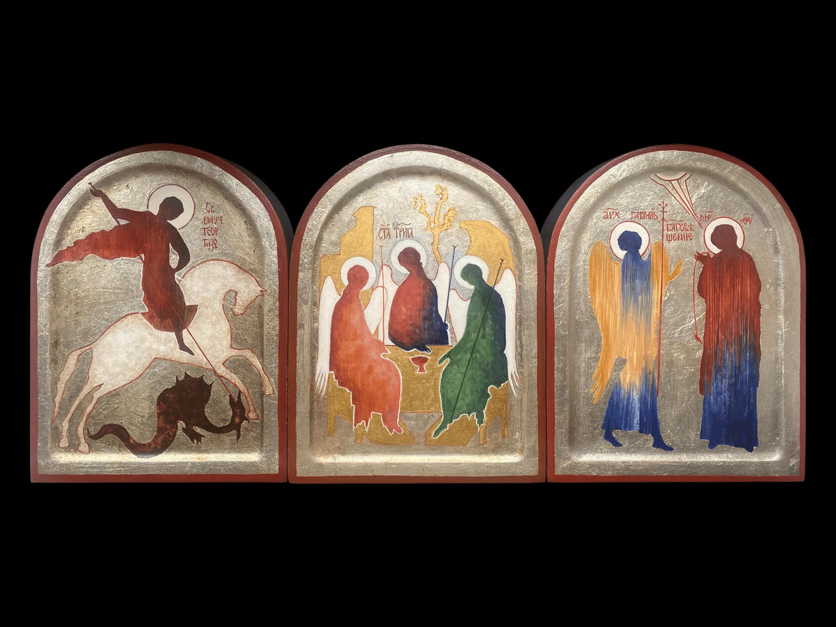 The Sword, the Presence, the Whisper, triptych, 45 x 20 cm
